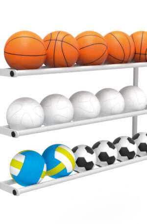 RÂTELIER MURAL À BALLONS (TAILLE DU BALLON HANDBALL AU BALLON BASKETBALL) - RAL 9010-1