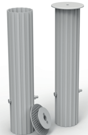 FOURREAU POUR POTEAU ROND Ø 90 mm - LONGUEUR UTILE 390 mm + COUVERCLES-1