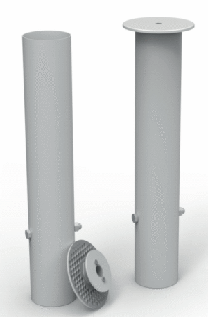 JEU DE 4 FOURREAUX ALUMINIUM Ø 80 mm - LONGUEUR UTILE 360 mm + COUVERCLES-1