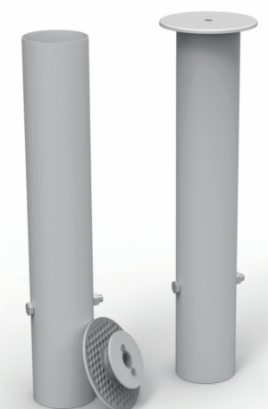 JEU DE 2 FOURREAUX ALUMINIUM POUR BUTS FOOTBALL Ø 80 mm - LONGUEUR UTILE 360 mm + COUVERCLES-1