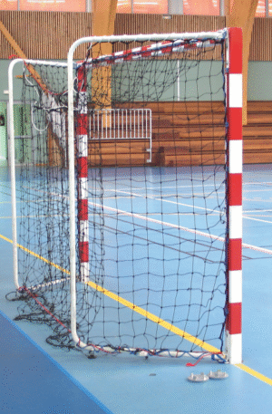 BUTS HANDBALL COMPÉTITION ARCEAUX Ø 32 mm REPLIABLES - ALU PLASTIFIÉ - BANDES VINYLES - MOBILES-1