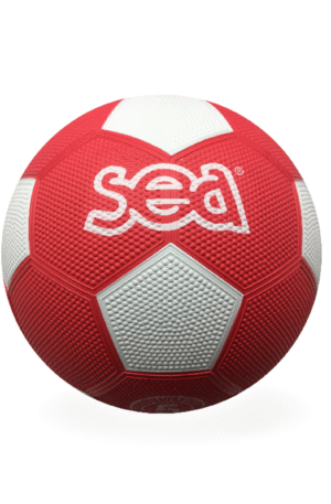 Ballon football caoutchouc - T.5 (Rouge/Blanc)-1