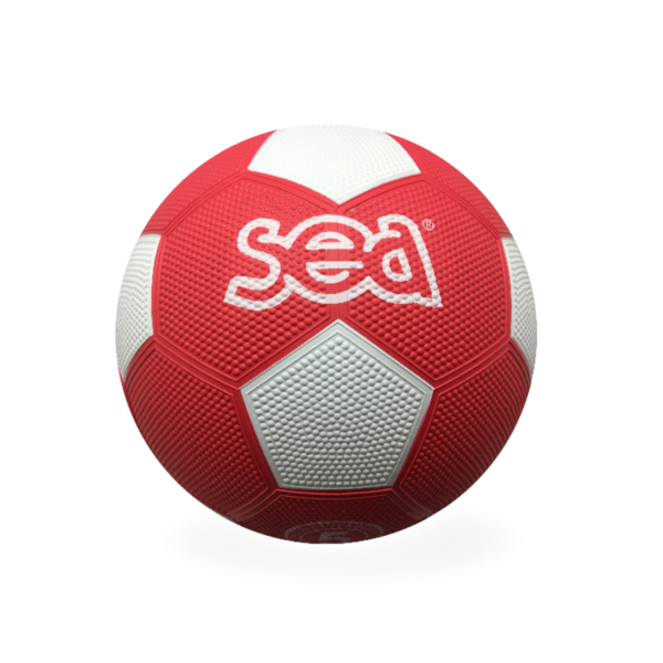 Ballon football caoutchouc - T.5 (Rouge/Blanc)-1