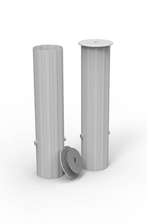 Jeu de 4 fourreaux aluminium+couvercles pour buts football diam 102 mm-1