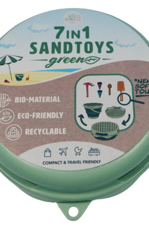 Set de jouets de plage 7en1 seau vert-1