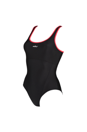 Maillot aquagym femme (Noir/Rose)-1