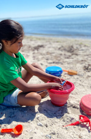 Set de jouets de plage et sceau pliant (7pcs) rouge-1