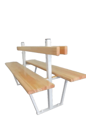 BANC DOUBLE AVEC DOSSIER - SAPIN LAMELLÉ COLLÉ - FIXATION SOL-1