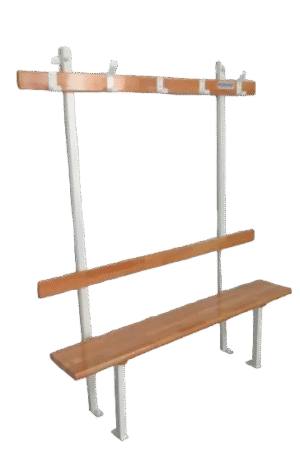 BANC VESTIAIRE MONOBLOC - DOSSIER ET PORTE PATÈRES – HÊTRE LAMÉLLÉ COLLÉ - FIXATION MUR/SOL-1