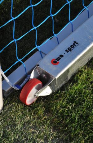 But de football portable en aluminium 3,0 x 2,0 m, profondeur : 0,8 x 1,5 m, profil ovale 120 x 100 mm, couleur : blanc, avec contrepoids 3x50kg-1