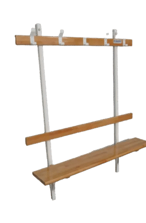 BANC VESTIAIRE MONOBLOC - DOSSIER ET PORTE PATÈRES – HÊTRE LAMELLÉ COLLÉ - FIXATION MURALE-1