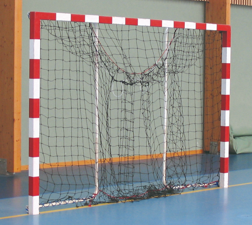 BUTS HANDBALL COMPÉTITION ARCEAUX Ø 32 mm REPLIABLES - ALU PLASTIFIÉ - BICOULEUR - À SCELLER-2