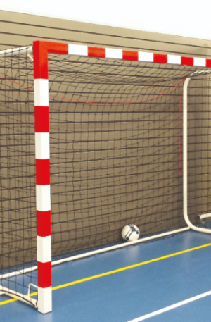 BUTS HANDBALL COMPÉTITION ARCEAUX Ø 50 mm - ACIER G+P - - BANDES VINYLES - À SCELLER-1