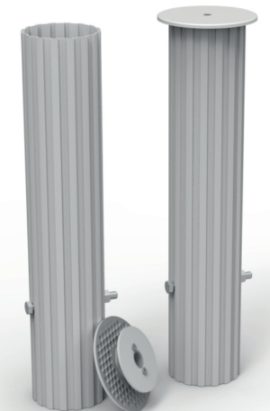 FOURREAU POUR POTEAU ROND Ø 90 mm - LONGUEUR UTILE 390 mm + COUVERCLES-1