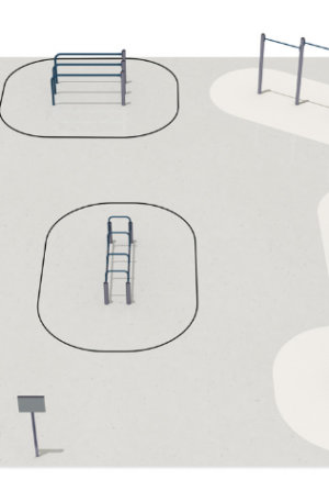 IMPLANTATION À 6 MODULES STREET WORKOUT AVEC PANNEAU D'INFORMATIONS-1