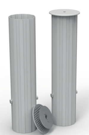 JEU DE 4 FOURREAUX ALUMINIUM Ø 102 mm - LONGUEUR UTILE 360 mm + COUVERCLES-1