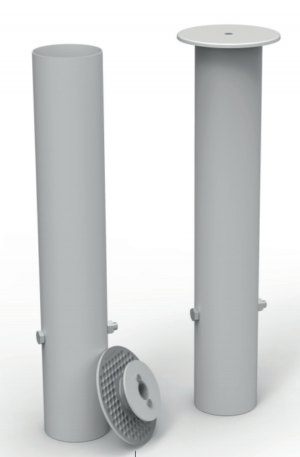 JEU DE 4 FOURREAUX ALUMINIUM Ø 80 mm - LONGUEUR UTILE 360 mm + COUVERCLES-1