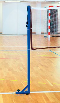 POTEAUX BADMINTON COMPÉTITION ACIER PLASTIFIÉ 40 x 40 mm - SUR EMBASE ET FIXATION AU SOL-1