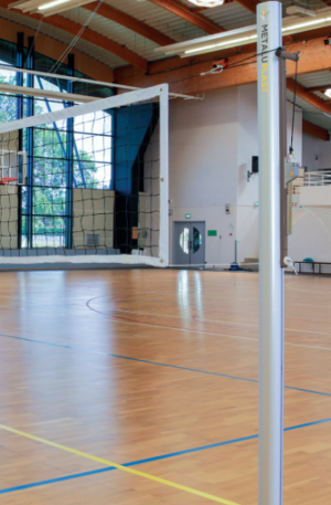 POTEAUX VOLLEY-BALL OVOÏDES ALUMINIUM ANODISÉ - AVEC CABESTAN EXTÉRIEUR-1