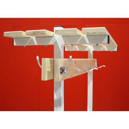 BANC DE VESTIAIRE DOUBLE AVEC PORTE-CHAUSSURES, PORTE-VÊTEMENTS ET ÉTAGÈRE SUPÉRIEURE-2