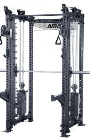 Cage multifonctionnelle professionnelle | Power Rack + Smith + Double poulie – Série Pro-1