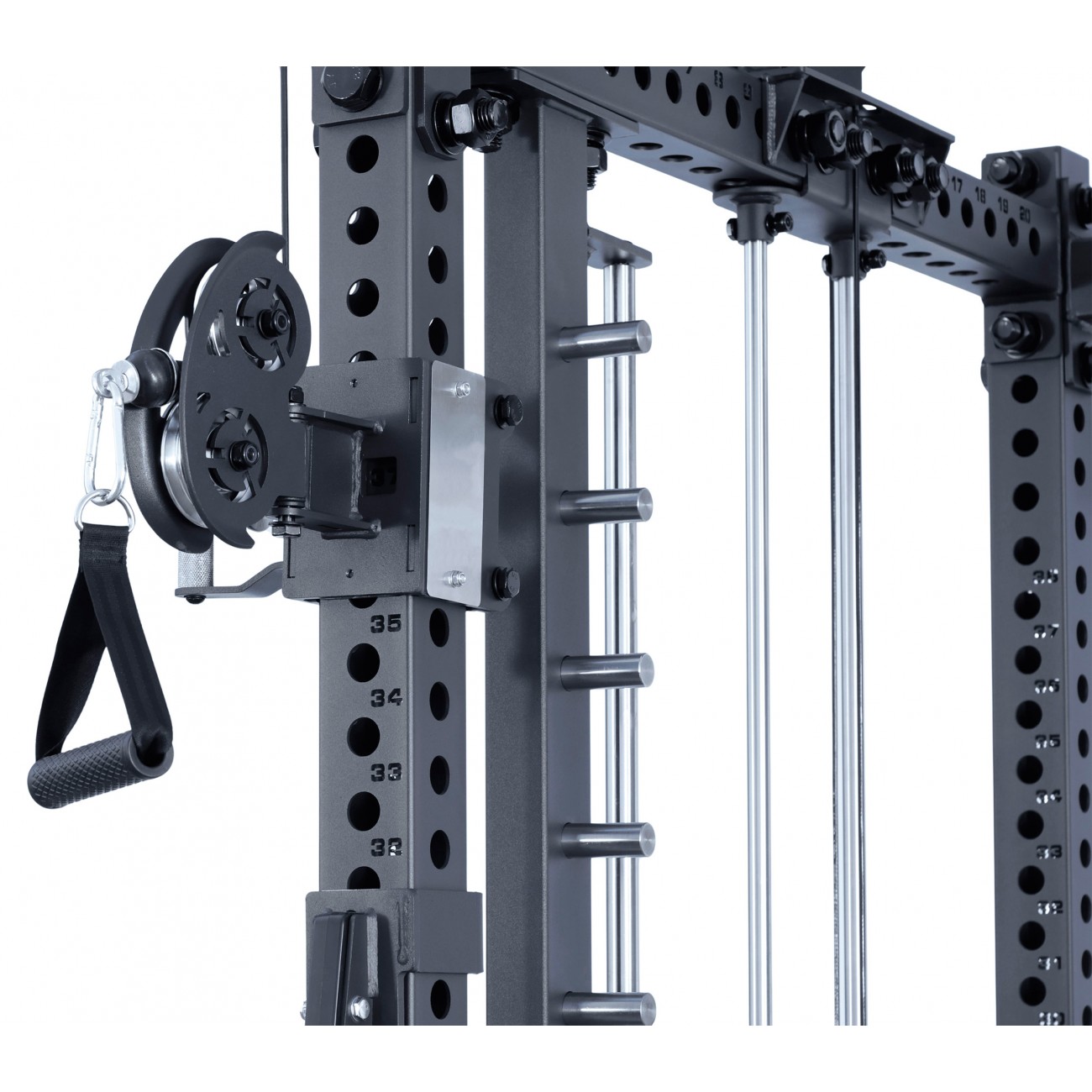 Cage multifonctionnelle professionnelle | Power Rack + Smith + Double poulie – Série Pro-4