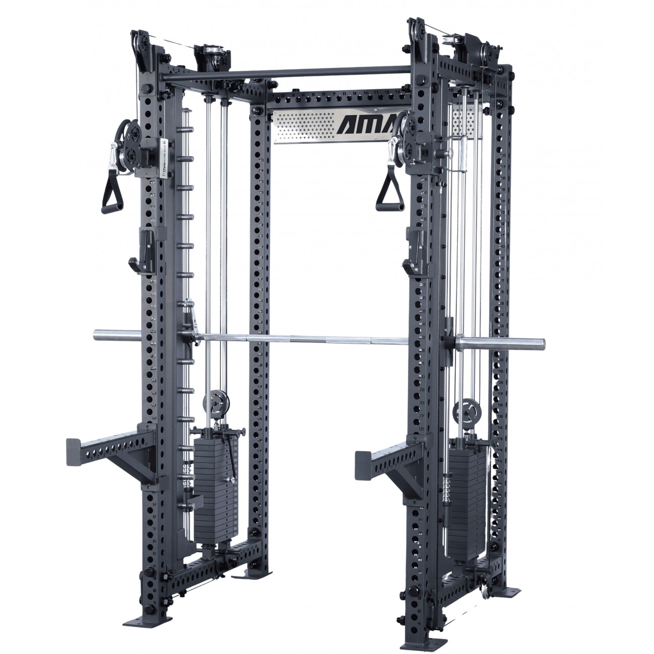 Cage multifonctionnelle professionnelle | Power Rack + Smith + Double poulie – Série Pro-5